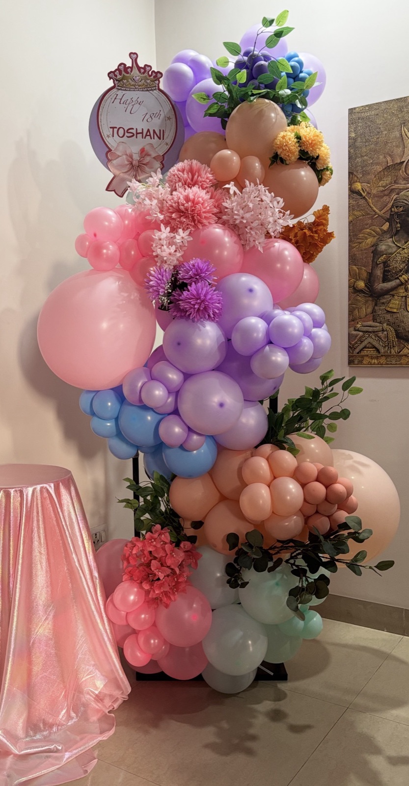 Soft pastel balloon decor for baby shower